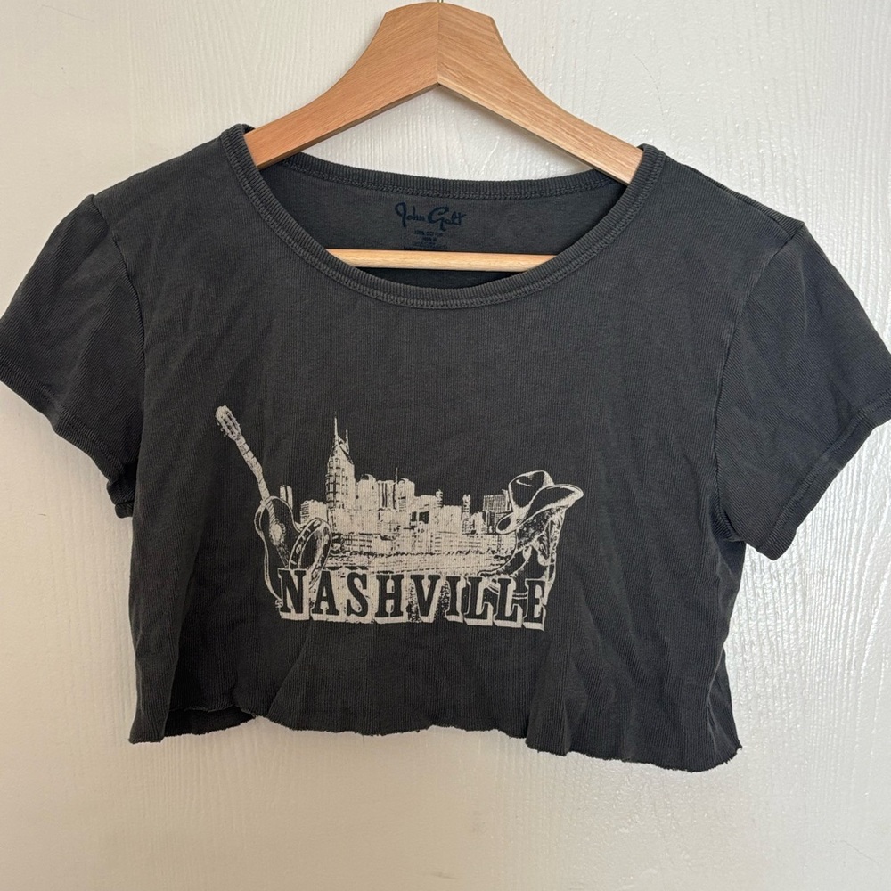 Brandy Melville Black Graphic Crop T-Shirt